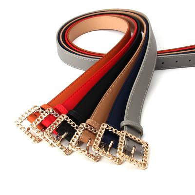 China Hot Sale Cheap Logo Designer Casual Metal Buckle Custom Made Belt Women's Fashion Luxury PU Belt for sale