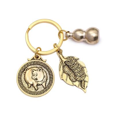 China Hang Yiwu Vintage Zodiac Key Chain Wholesale Yiye Fortune Brass Car Key Small Small Pendant Merchandise for sale