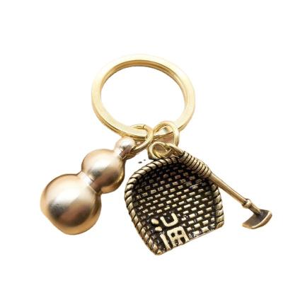 China China Squash Key Chain Lucky Fortune Dustpan Hoe Key Stall Car Pure Copper Pendant Chain Keyring for sale