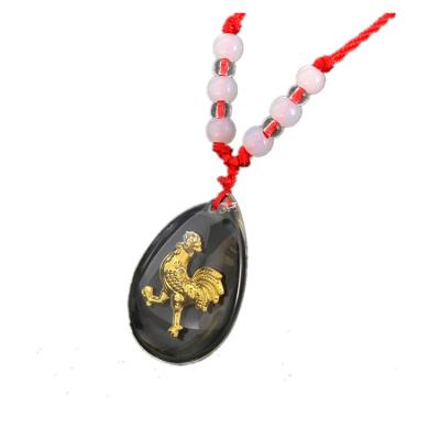 China Creative Gift Crystal Gold Crystal Necklace Hot Gift Red Rope Zodiac Necklace Stall Sale Activity Pendant for sale