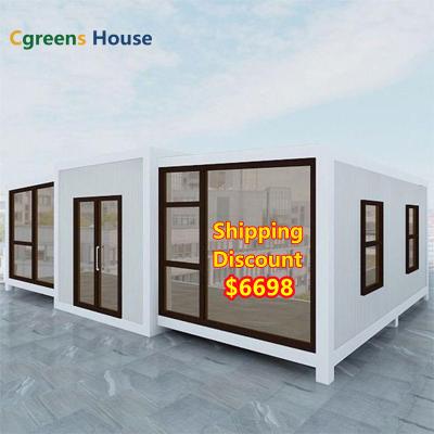 China Cgreens Modern House Flat Pack Customized Modular Expandable Container Home Project Luxury Two Bedroom Interior Prefab Container House for sale