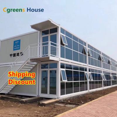 China Cgreens Modern House Flat Pack Prefab Two Story Modular Economical Office Container Homes 40ft Luxury Home Project for sale