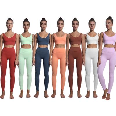 China Breathable Wholesale Sport Suits Fitness Clothing Sport Use Running Leggings Set Sportswear Seamless Gym Yoga Sets For Women for sale