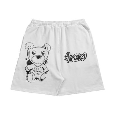 China QUICK DRY High Street Drawn House Bear Printed Justin Bieber Mens Shorts Unisex Sweat Shorts Cotton for sale