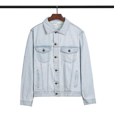 China 100% Breathable Custom Made Stylish Jeans For Winter Warm White Mens Light Blue Denim Jackets for sale