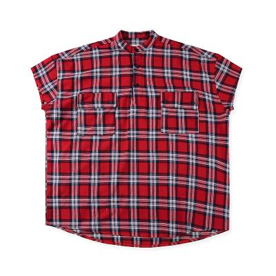 China High Street Viable Fear Of God Shirts Mens Red Double Pockets Sleeveless High Quality Flannel Checked Shirts for sale