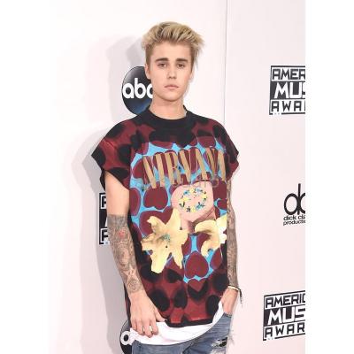 China Streetwear Justin biber heart print hip hop t-shirts Anti-wrinkle cotton high quality men's T-shirts for sale