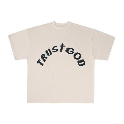 China Anti Wrinkle Mens Womens Stretching Kanye West T-shirt Foam Letter Printing Oversized Tees Summer Fashion Harajuku Hip Hop Streetwear Retros Tops for sale