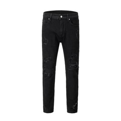 China High street fashionable men's celana black jeans pants skinny pants ripped kanye jeans western elastic for sale