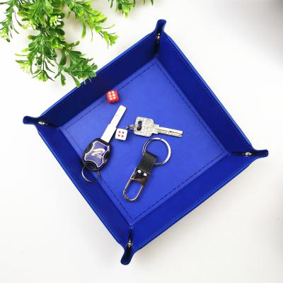 China Viable All Tray Desktop Foldable Storage For Phone Coin Key Travel Creative New Leather Picnic Simple Tray for sale