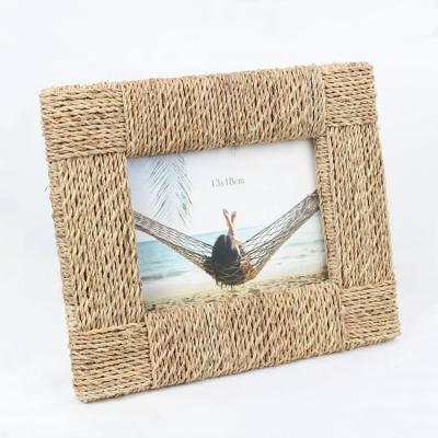 China Eco-friendly Rectangular Bohemian Style Woven Picture Picture Frame Picture Frame For Home Furnishing for sale