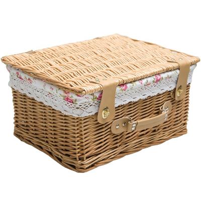 China Sustainable Basket Wholesale Disposable Empty Wicker Baskets With Fabric Covering for sale