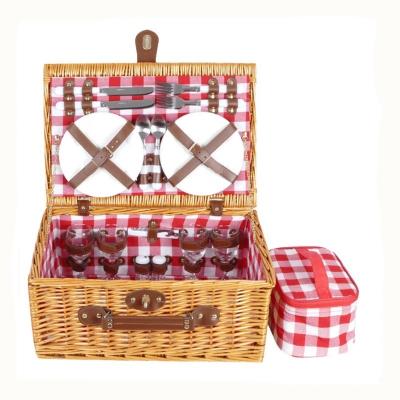 China Viable low moq box picnic cooler basket with red grid pattern from chinese wholesaler for sale