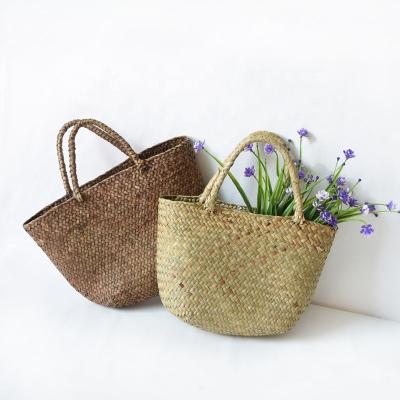 China 2021 new fashion 100% sustainable natural vegetable plankton hand weaving bag with handle porcelain for sale