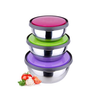 China Sustainable Stainless Steel Food Storage Container, Metal Storage Box Fresh-keeping Bowl, 3PCS Gift Fresh-keeping Box With Cover for sale