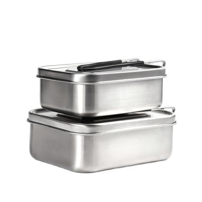 China 2021 New Microwavable Take Out Lunch Box 304 Stainless Steel Food Container With Packing Box for sale