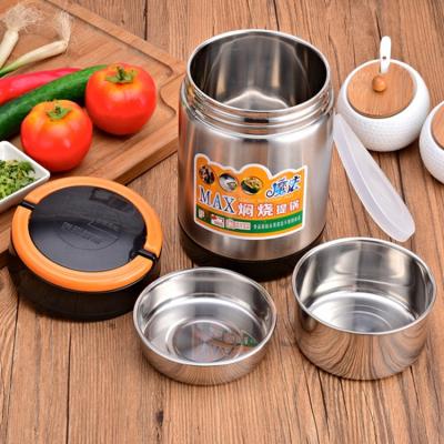 China High Quality 3 Layer Viable Round Food Heater Stainless Steel Food Flask Vacuum Lunch Box Container Food Carrier for sale