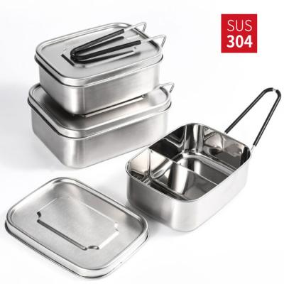 China Microwavable Stainless Steel Bento Lunch Box Food Storage Container with Compartments Stainless Steel Lid for sale