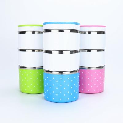 China Viable Multi-Layer Removable Insulated Portable Lunch Box Wave Point Food Bento Box Mini for sale