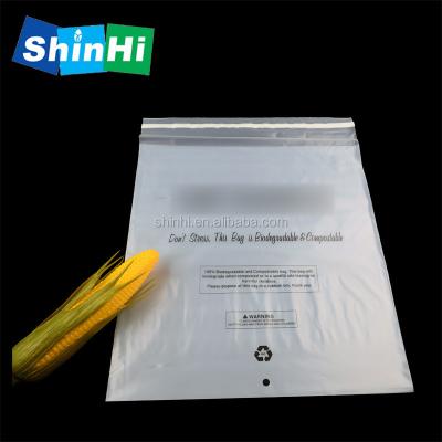 China Custom Biodegradable Biodegradable Plastic Garment Bags Logo Design Cornstarch Self Adhesive Bags for sale