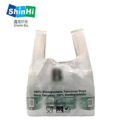 China Eco friendly compostable biodegradable bolsas shopping bags shopping biodegradable plastic bag raw material pla T-shirt bio bolsas for sale