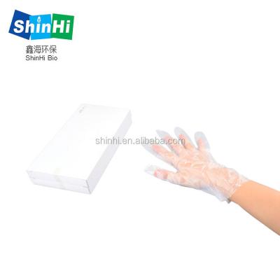 China Disposable Biodegradable Clear Plastic Hand Cleaning Gloves for sale