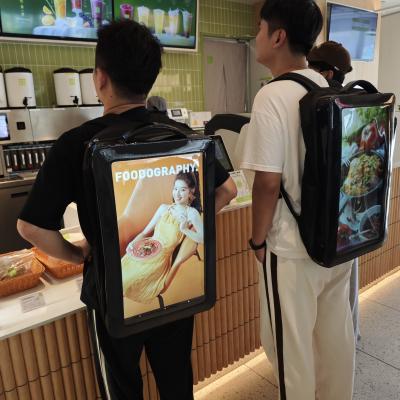 China 21.5 Inch 2nd gen Walking Backpack Screen LCD Displays Digital Signage Menu Advertising Player With Rechargeable Battery for sale