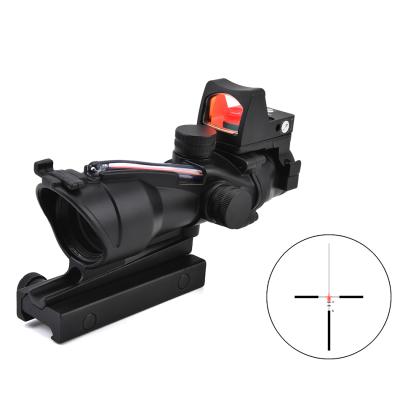 China AR15 ACOG 4X32 Alloy Rifle Scope Aluminum Red Telescope Sight With Mini Red Dot Sight for sale