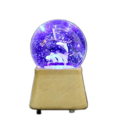 China Gift Factory Retail Glass Crystal Snow Globe Dolphins Live in Water/Tower Dolphins Music Box with RGB LED Light Change for sale