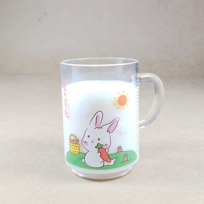 China 2021 Cute BPA Free Hot Selling Amazon Rabbit Logo High Thickness Wall Glass Milk Cup/Boro Glass Milk Glass Mug For Baby Feeding for sale