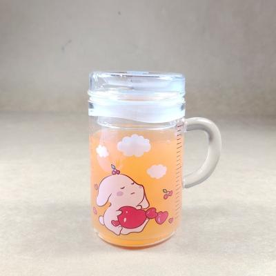 China Clear 250ml Single Wall Boro Glass 3.3 Wall Thick Pyrex Glass Juice Cup /Glass Juice Mug /Baby Juice Cup with Food Grade Silicone Sealing Lid for sale