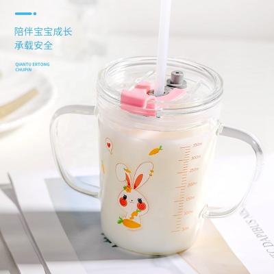 China Viable Custom Cute Breakfast Cup/8oz Heat-Resistant Logo 250ml Glass Milk Mug / Single Wall Straight Glass Milk Mug With Single Handle for sale