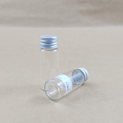 China Tiny Aluminum Cap 12ml Glass Tube Bottle Made In Pharmaceutical Factory/Tiny Glass Spice Tube/Small Vial Tube With Cap For Packaging Factory for sale