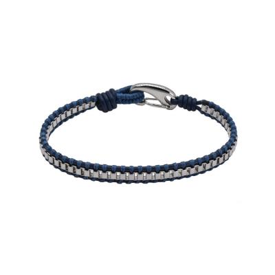 China FASHIONABLE Hot Selling Stainless Steel Chain Braided Men Leather Bracelet for sale