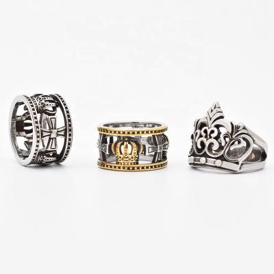 China Vintage Vintage King Queen Stainless Steel Crown Rings For Women Jewelry for sale