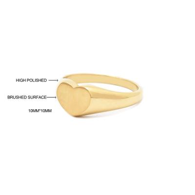 China Fashion Jewelry Stainless Steel Heart 18k Gold Plated Rings For Female Women for sale