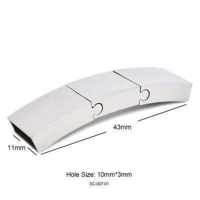 China high quality 316L stainless steel 316L stainless steel clasp for flat leather bracelet for sale