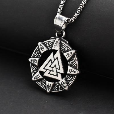 China FASHIONABLE custom men's stainless steel logo Viking Necklace pendant for men for sale