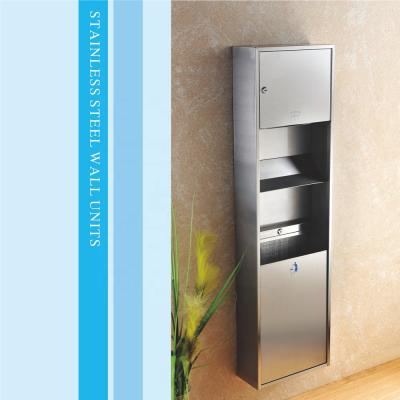 China Wall Mount Stainless Steel Recessed Outdoor Waste Receptacle And Multi Fold Paper Towel Dispenser for sale