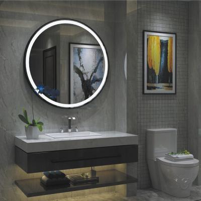 China JT Hotel Bathroom Wall Mounted Magnifying Aluminum Frame Touch Screen Light Led Mirror for sale