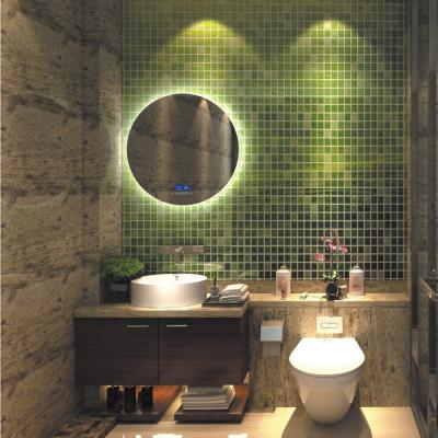 China JT Hotel Bathroom Wall Mounted Frameless Magnifying Round Light Led Mirror for sale