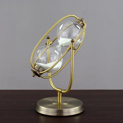 China Nordic Creative Hourglass Light Europe Metal Decoration Desk Shelf Decoration Luxury Handwork Hourglass Timer for sale