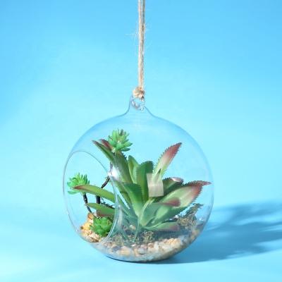 China Canton Contemporary Wholesale Cheap Open Flower Planter Air Plant Mini Glass Ball Greenhouse Container Glass Hanging Vase for sale