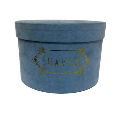 China Handmade Custom Luxury Rose Packaging Round Hat Plain Velvet Fabric Gift Flower Boxes 4C Carton Customized Printing OEM Brand Accept for sale