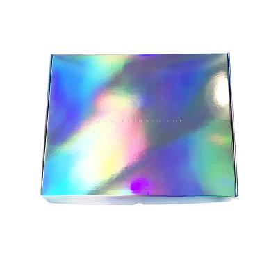 China Silver Rainbow T-shirt Handmade Packaging Printed Holographic Shipping Box for sale