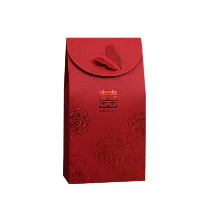 China Shopping Customized ODM Wedding Recyclable Red Paper Bag Small Candy Bag Chinese Style Custom Wedding Favor Bag Party Favor Bag Art Paper Embossing for sale