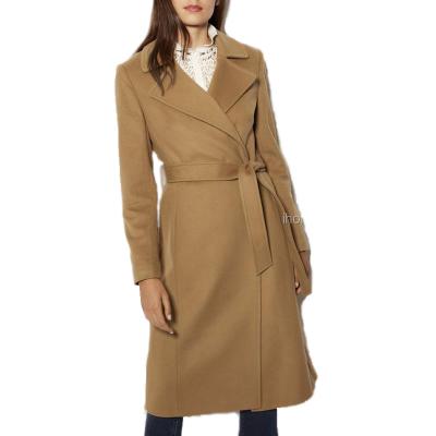 China Latest Fashion Anti-Shrink Brand Women Wool Coat-Camel Long Fitted Winter Ladies Coat Cardigans Jacket Fashion Lady Coat for sale