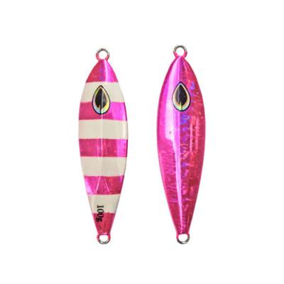 China Glow-in-the-dark flat slow trolling sinking fishing lures peelable liner lead metal fall casting lures build fishing lures 60g for sale