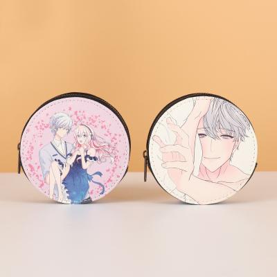 China Popular Fashion Fashion Cartoon Digital Printing PU Round Coin Purse With Zipper for sale