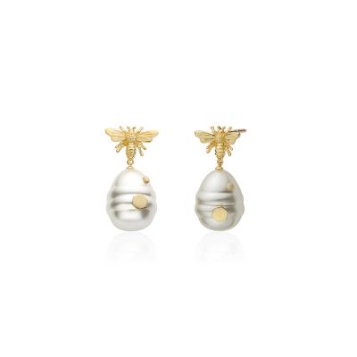 China FASHIONABLE szesangsang copper-plated bee pearl earrings designed classic European n set fashion earrings for sale